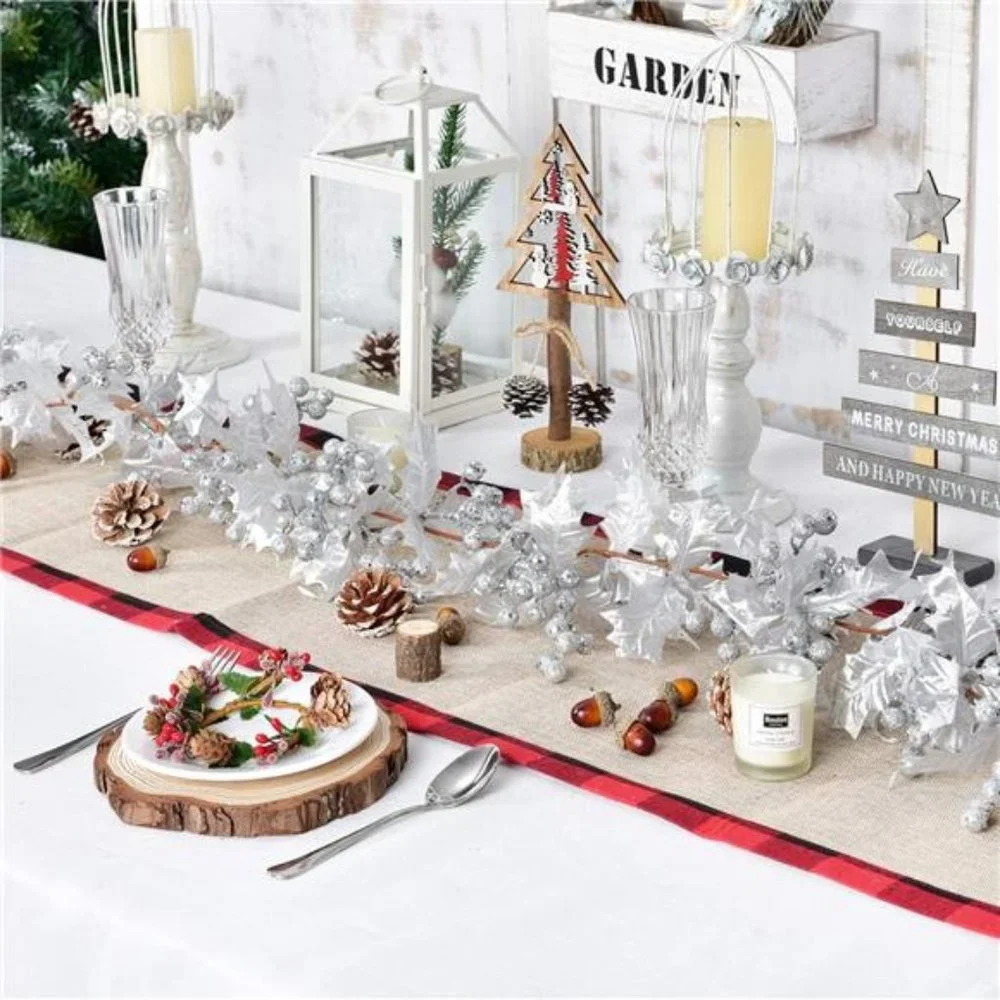6FT Silver Berry Christmas Garland, Flexible Artificial Garland for Decoration